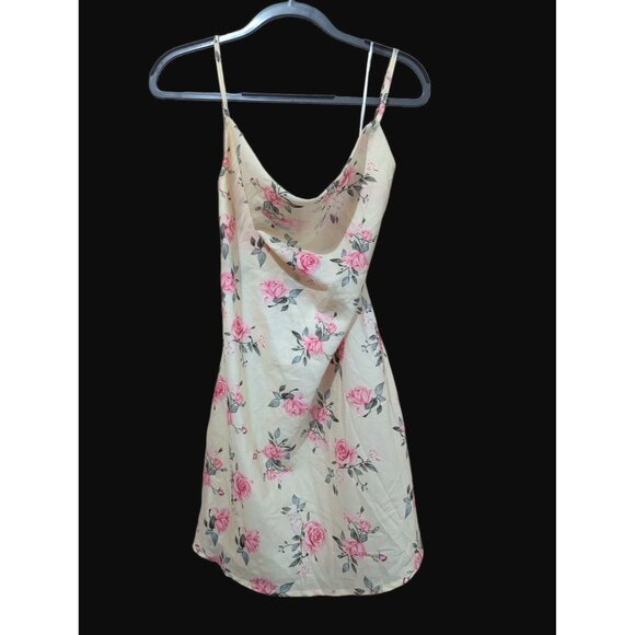 Reverse Womens Backless Dress Size L Yellow Pink Floral Strappy Rose Print Chic - Picture 4 of 12